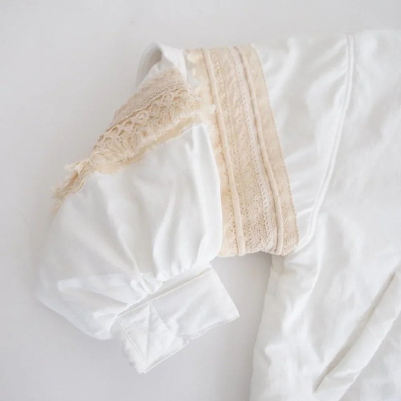 Free People FP Movement Solstice Bomber Cream Crochet Trim Lace Jacket Boho L - Picture 10 of 15